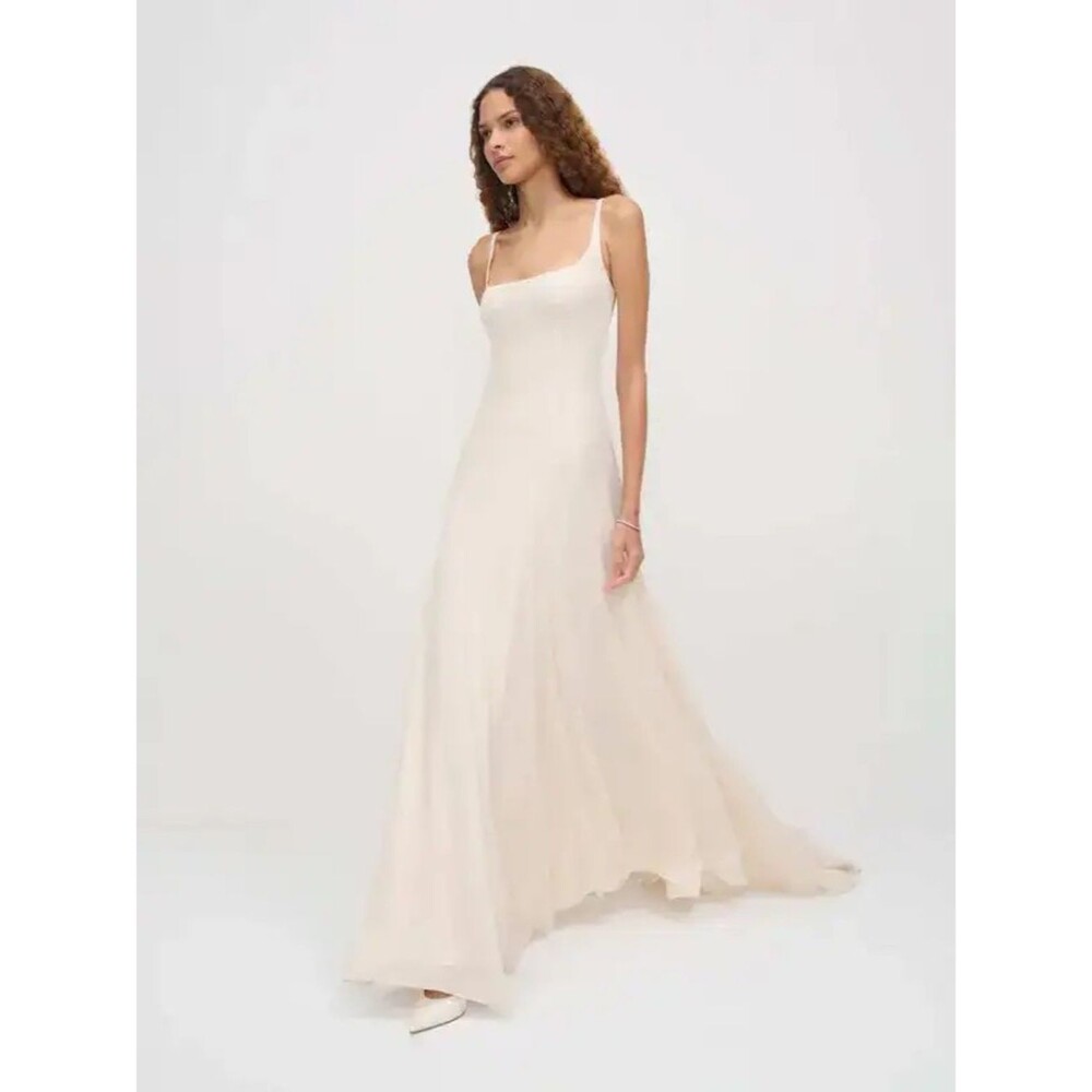 New Reformation Sirinda fior di latte Elegant Ivory bridal dress, max gown, US2